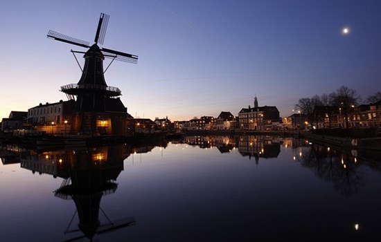 Windmill at sunset in Amsterdam, Holland