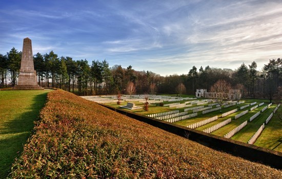View on the war cemetery of Tyne Cot, near Ypres, Belgium